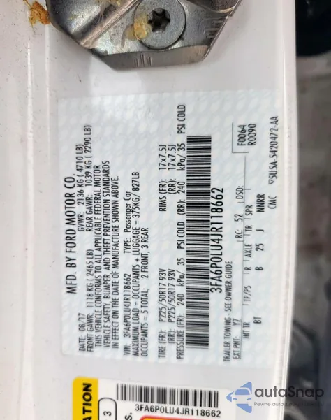 2018 Ford Fusion Se Hybrid from USA, damaged, VIN 3FA6P0LU4JR118662
